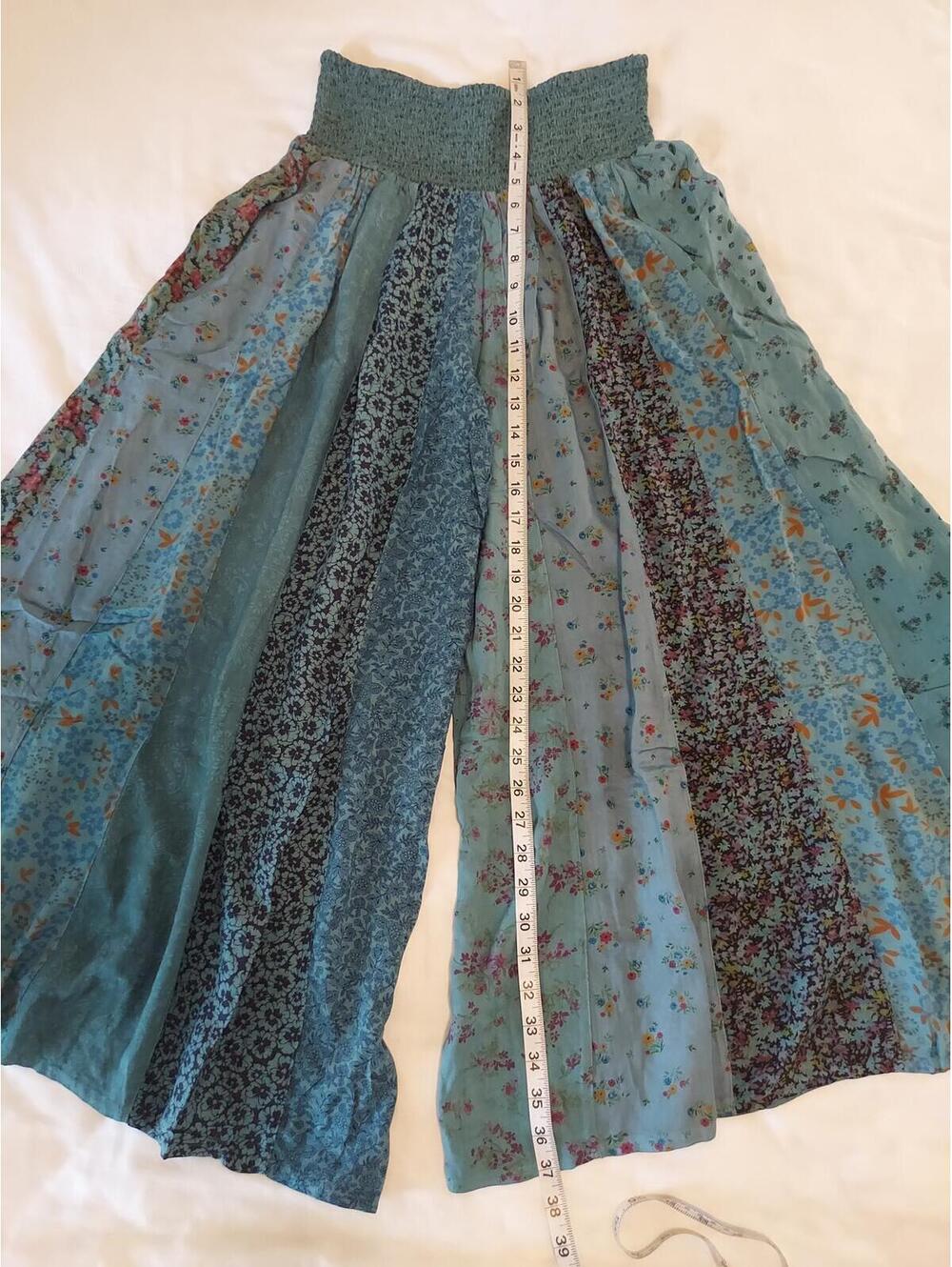 FREE SHIP! NWT Teal Rayon Patchwork Palazzo Pants-Size Small - Picture 4 of 7